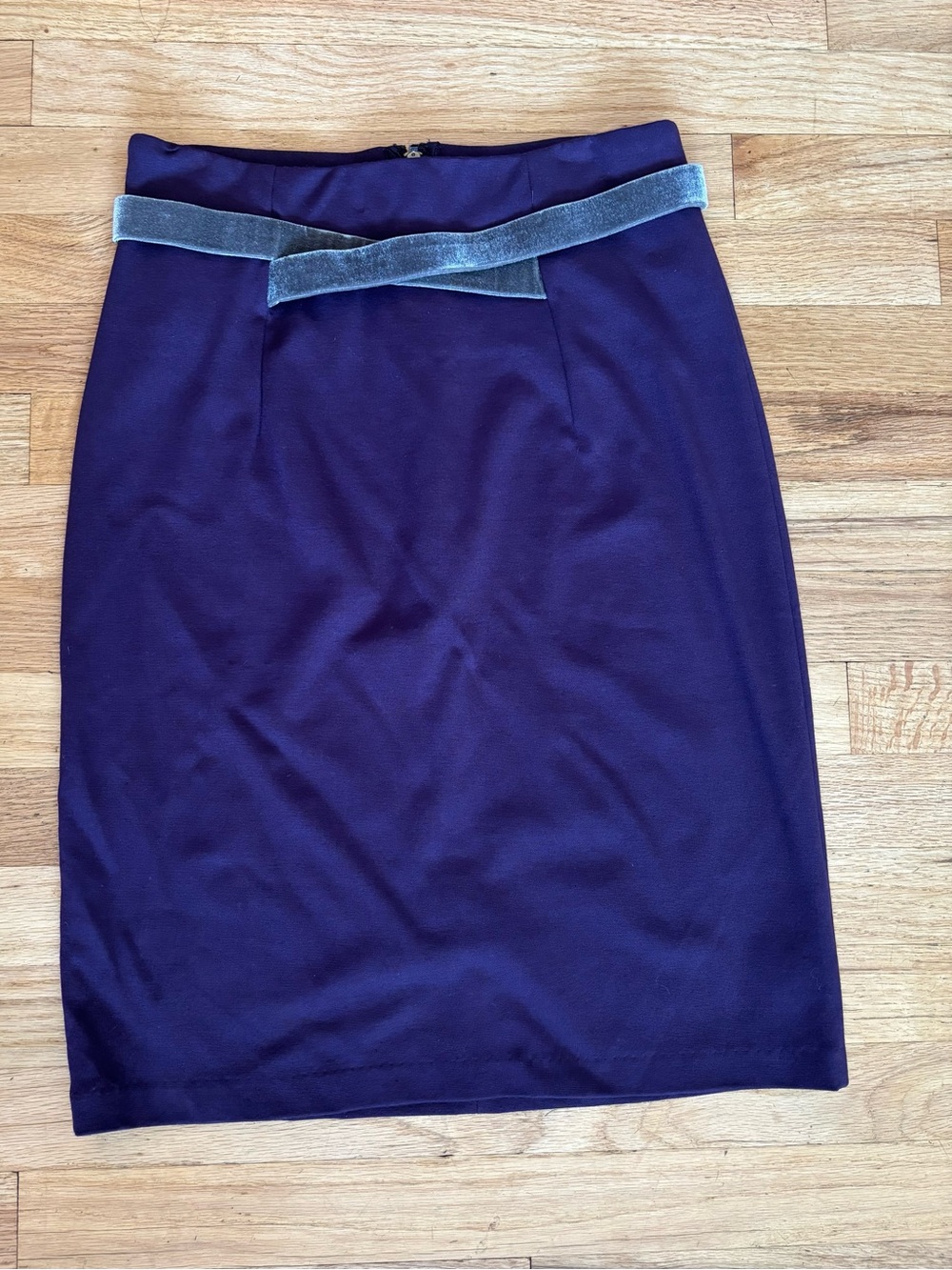Women's Anthropologie Purple Pencil Skirt with Velvet Trim